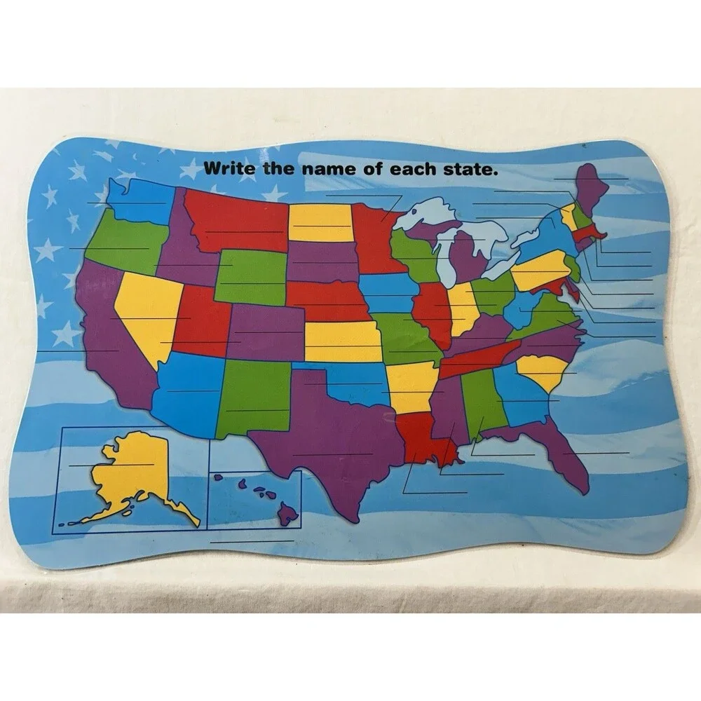Lot 6 Vintage Educational Placemats Seasame Street USA Map Clock ABCs